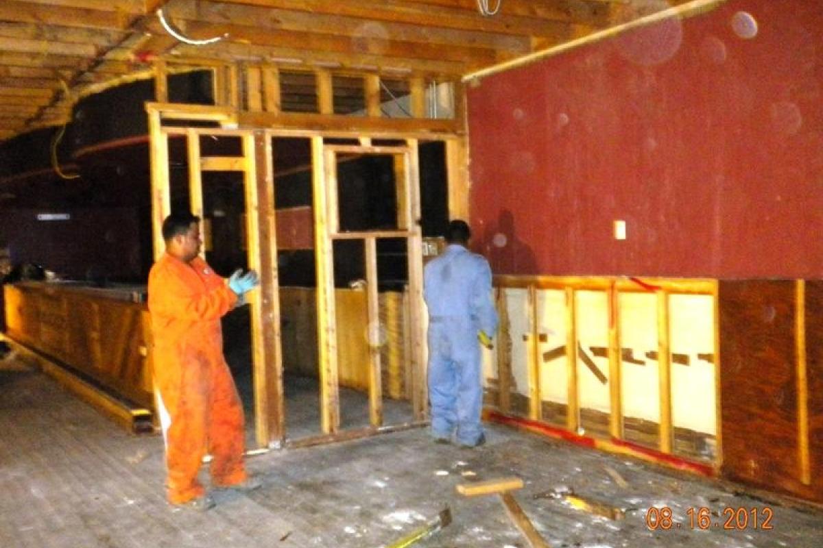Crews taking out walls on main floor - Aug. 16, 2012